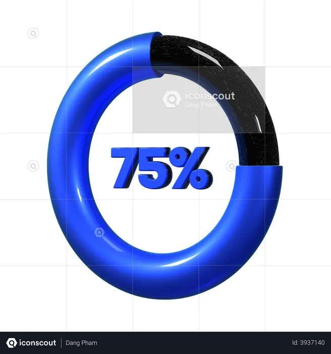 75 Percent Pie Chart  3D Illustration