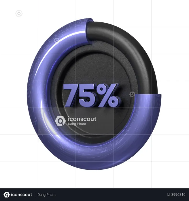 75 Percent Pie Chart  3D Illustration