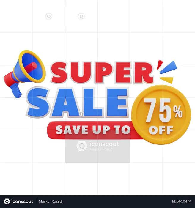 75 Percent Super Sale  3D Illustration