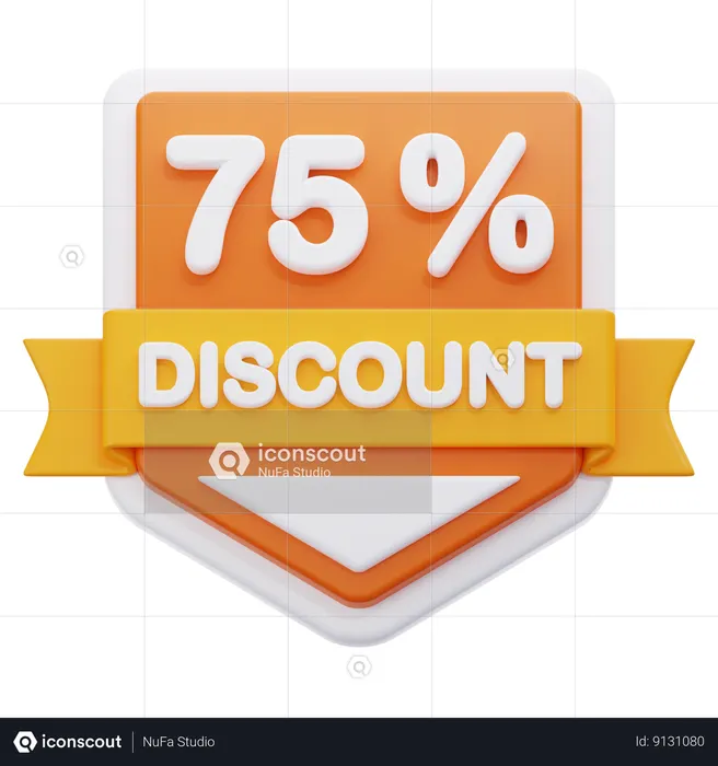 75 Percentage Discount  3D Icon