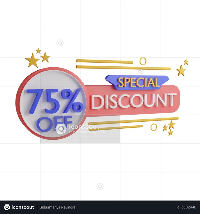 75 Percentage Sales Offer  3D Icon