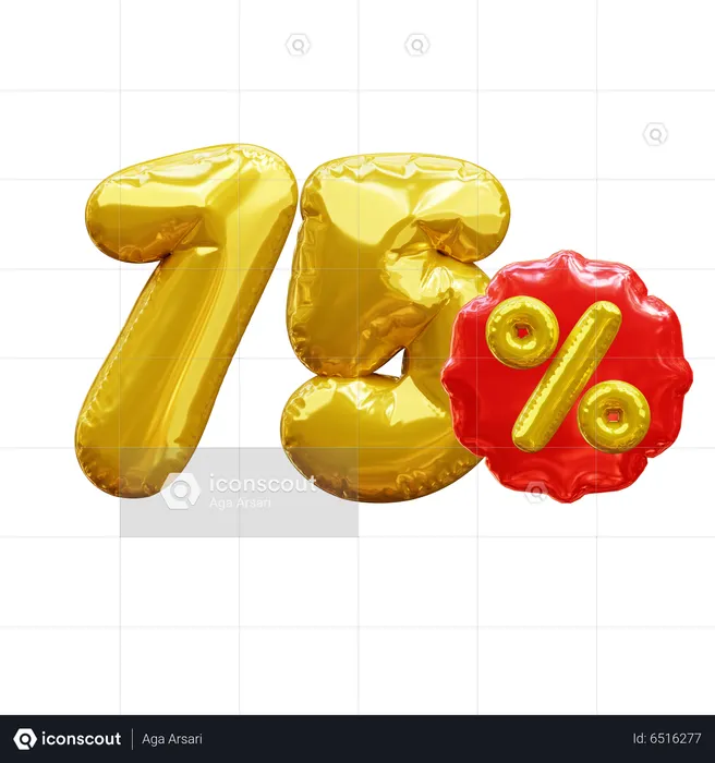 75 por cento  3D Icon