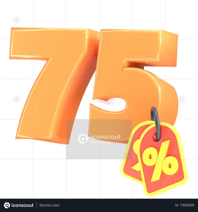 75 por ciento de descuento  3D Icon