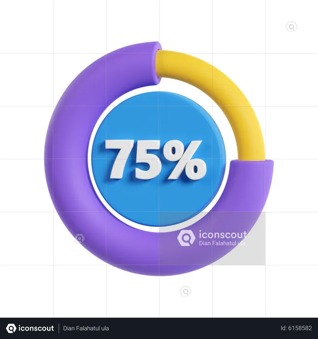 75 Prozent Fortschritt  3D Icon