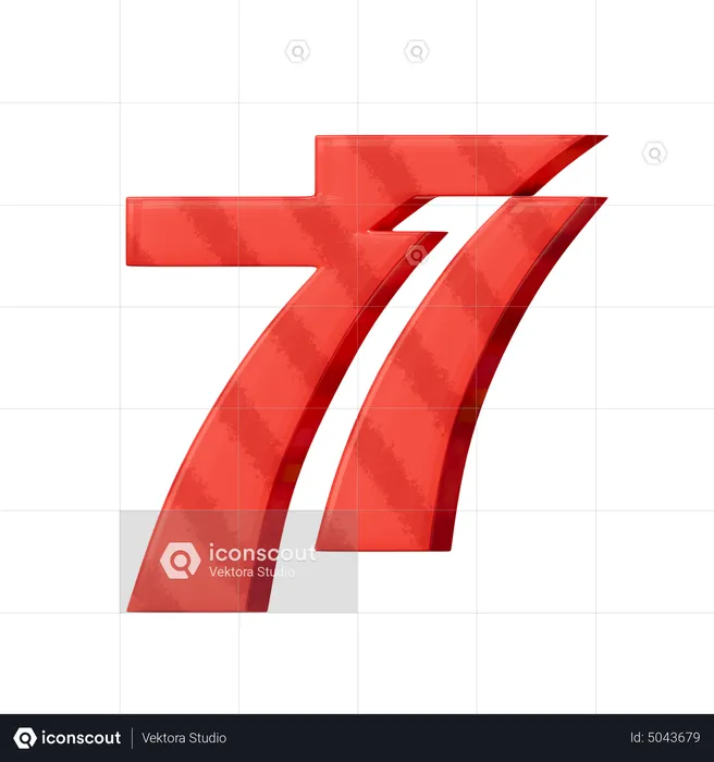 77 dia da independência  3D Icon