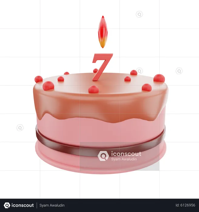 7th Birthday Cake  3D Icon