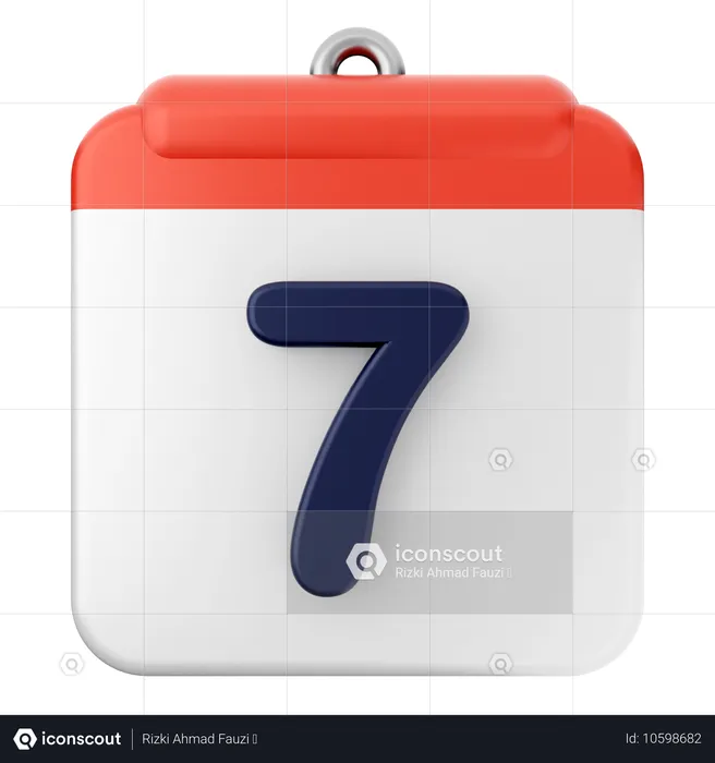 7th Calendar  3D Icon