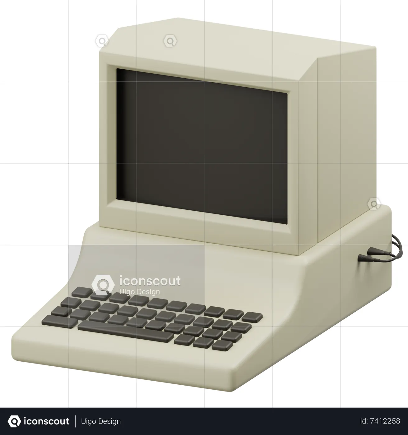 8 Bit Computer 3D Icon download in PNG, OBJ or Blend format