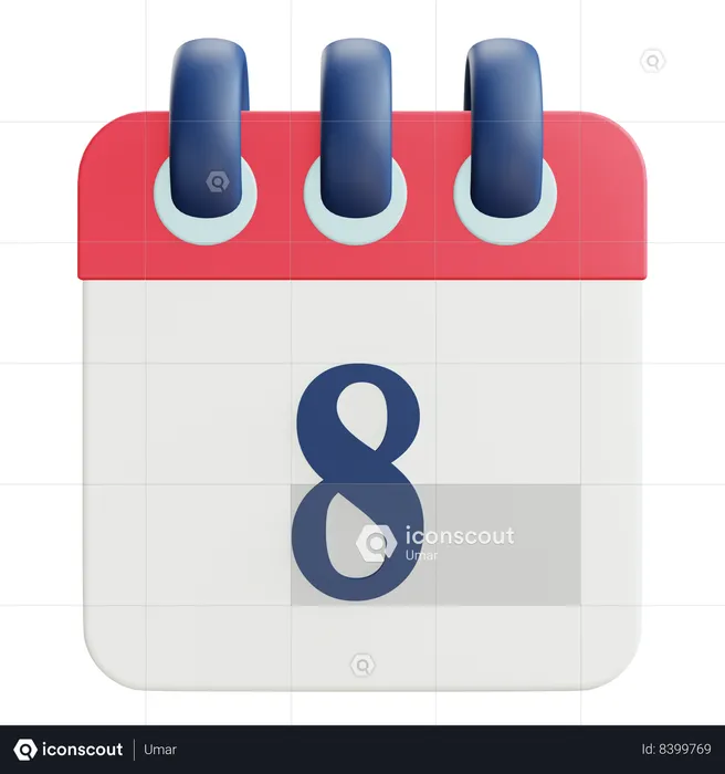 8 Date  3D Icon