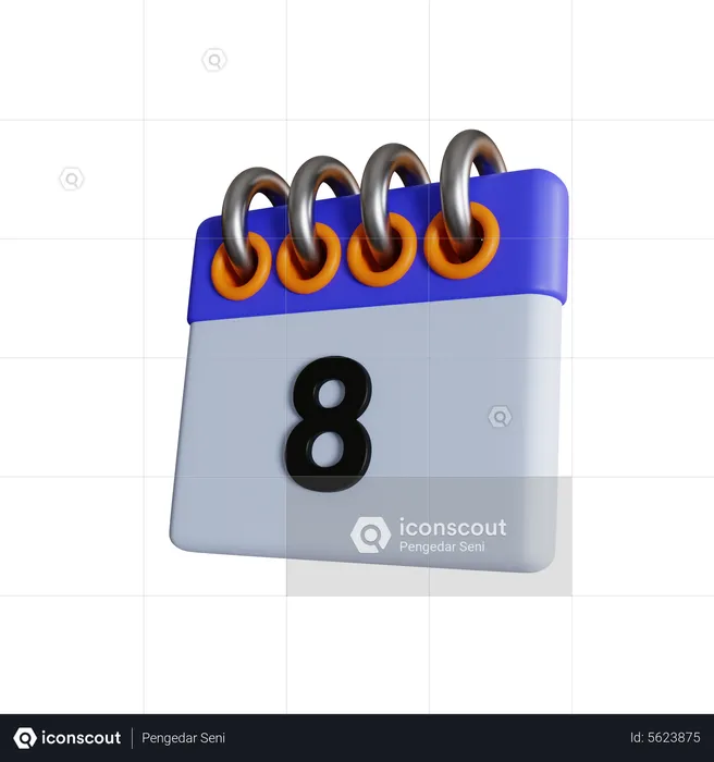 8 Date  3D Icon