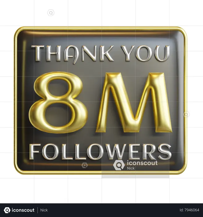 8 milhões de seguidores  3D Icon