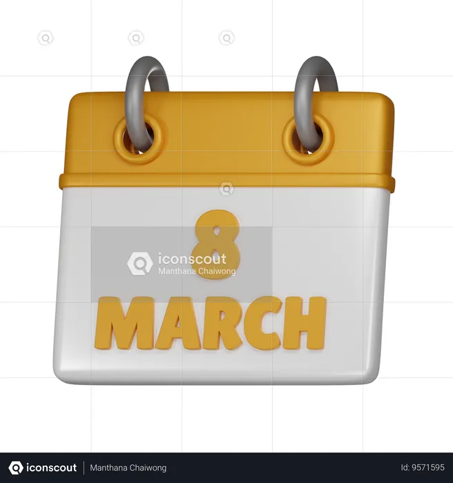 8 March  3D Icon