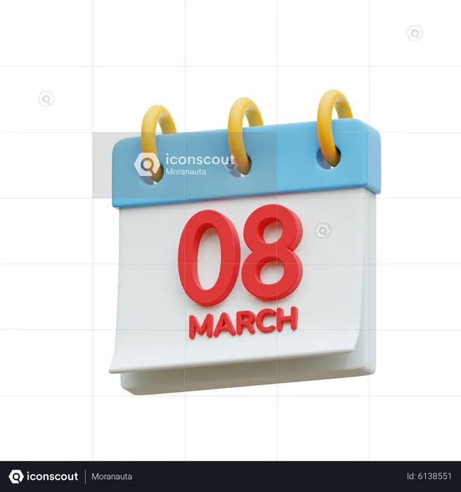 8 March  3D Icon