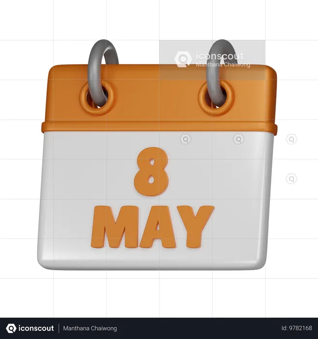 8 May  3D Icon