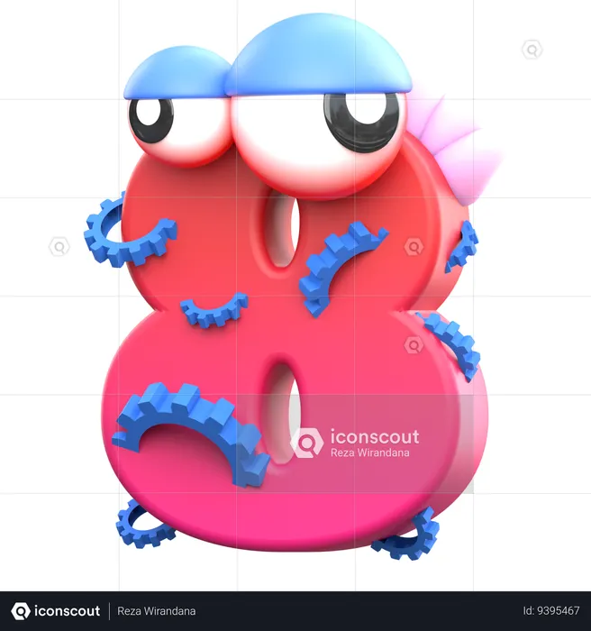 8 número de monstro  3D Icon