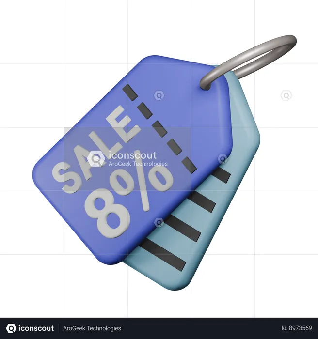 8% Sale Tag  3D Icon