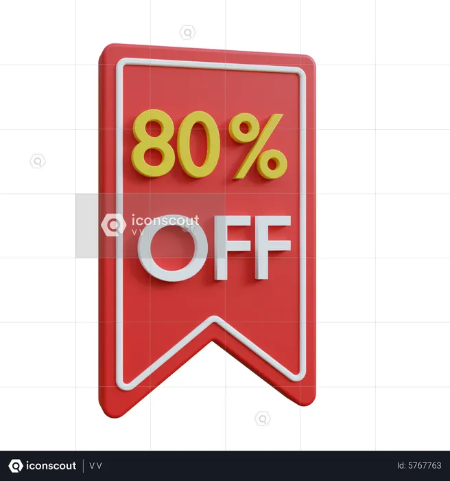 80 Percent Discount Tag  3D Icon