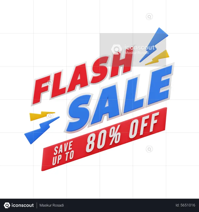 80 Percent Flash Sale  3D Illustration