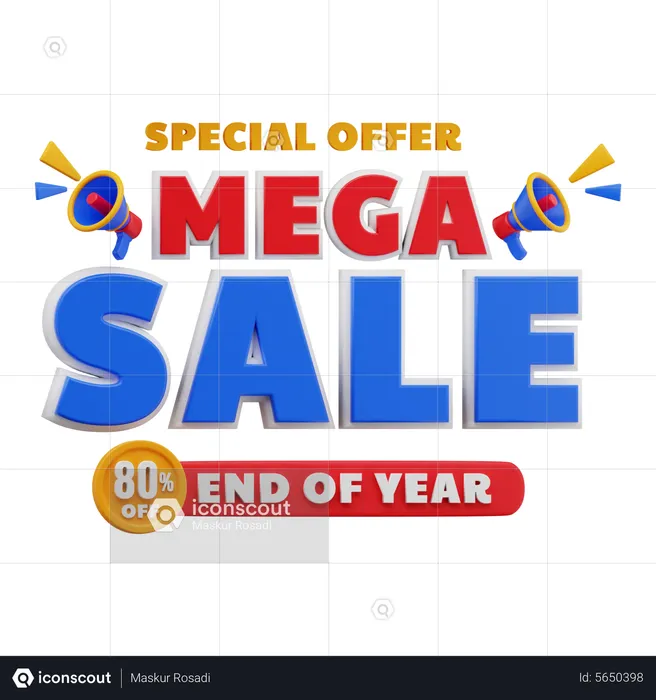 80 Percent Mega sale  3D Illustration