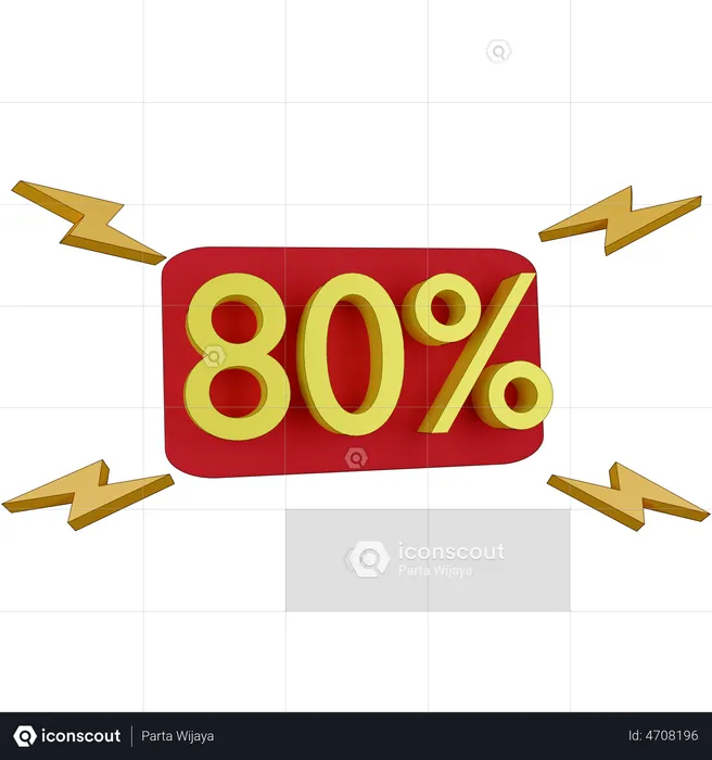 Étiquette de réduction de 80 pour cent  3D Illustration