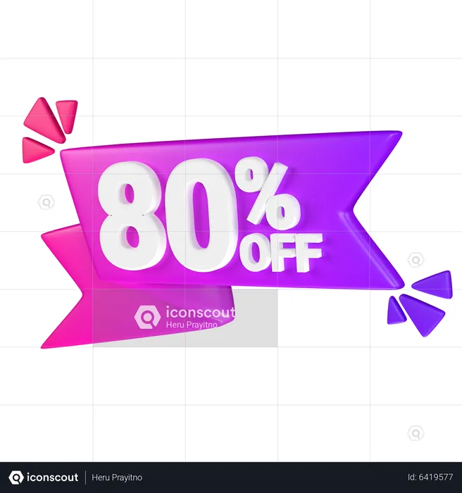 Étiquette de réduction de 80 %  3D Icon