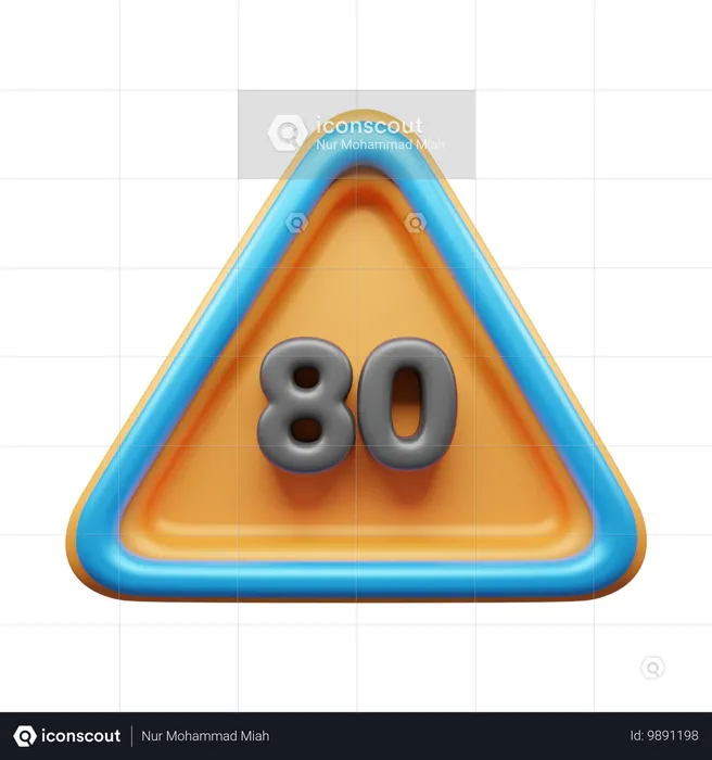 80 속도 제한  3D Icon