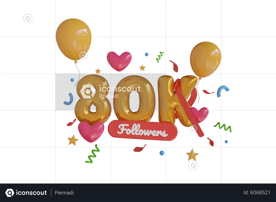 80K Follower  3D Icon