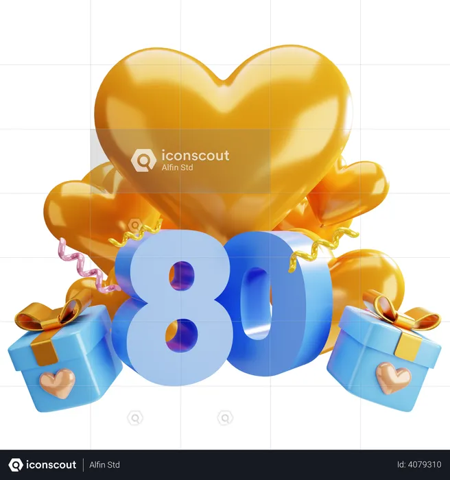 80th anniversary  3D Illustration