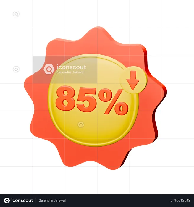 85% 할인 배지  3D Icon