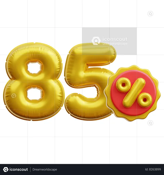 85 Percent  3D Icon