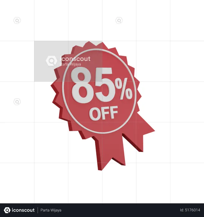 85 Percent Discount Badge  3D Icon