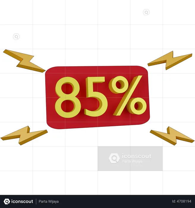 85 Percent Discount Tag  3D Illustration