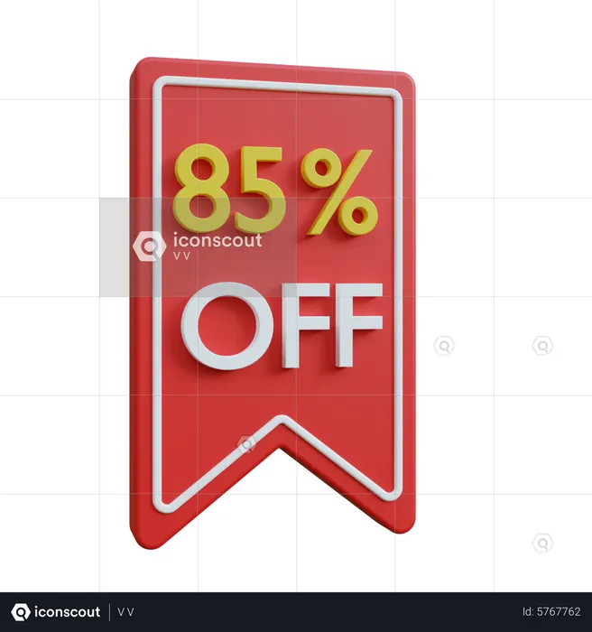 85 Percent Discount Tag  3D Icon