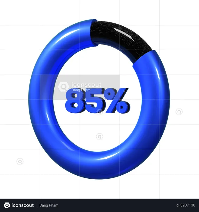 85 Percent Pie Chart  3D Illustration