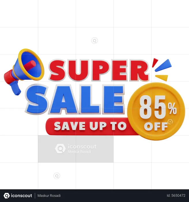 85 Percent Super Sale  3D Illustration