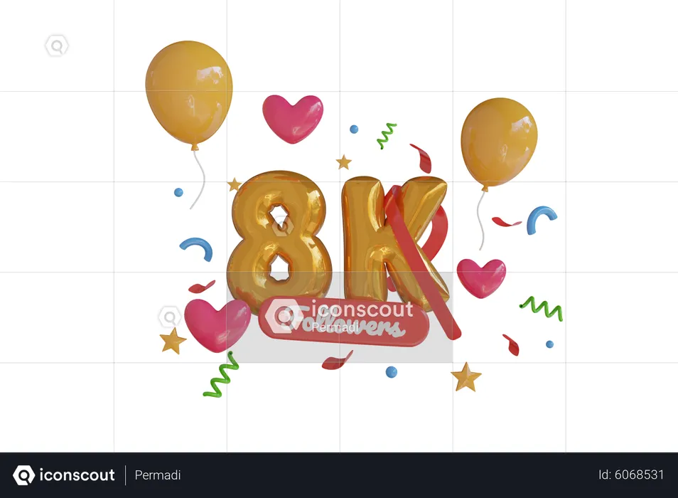 8K Follower  3D Icon