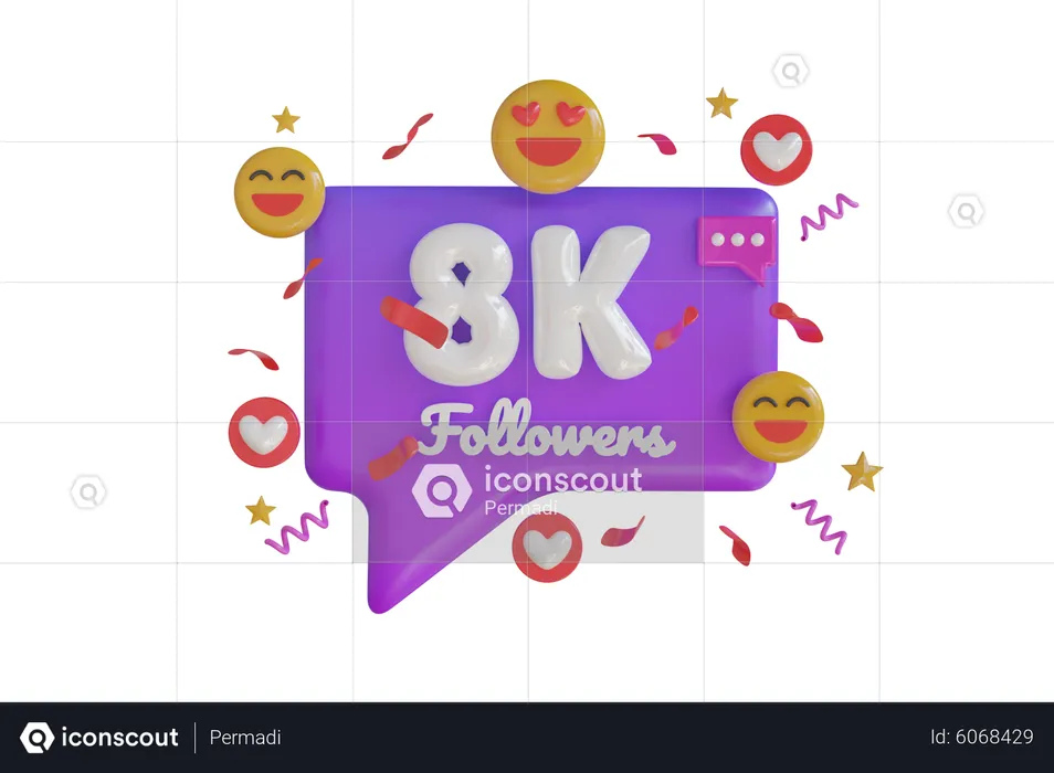 8k Followers  3D Icon