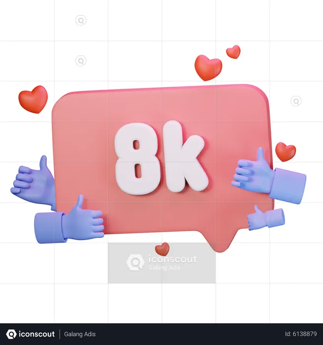 8K Love Like Followers  3D Icon
