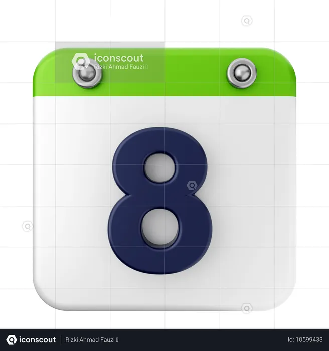 8th Calendar  3D Icon