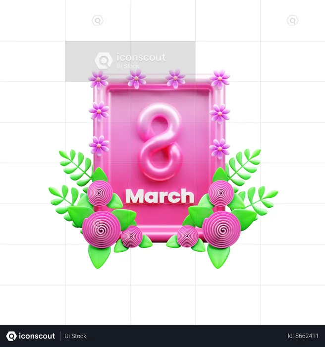 8th March  3D Icon