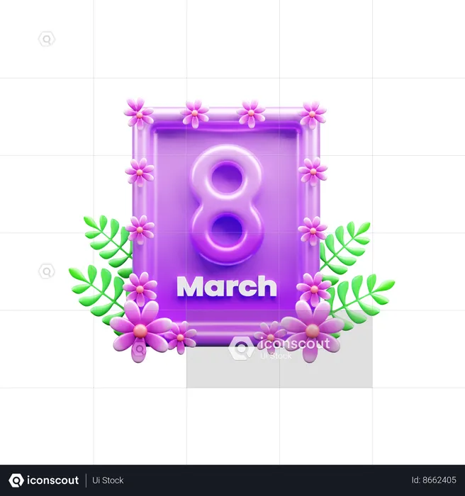 8th March  3D Icon