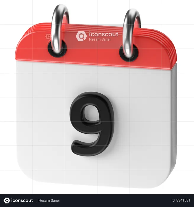 9 Date  3D Icon