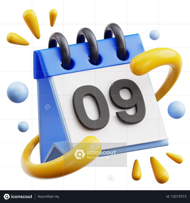 9 Date  3D Icon