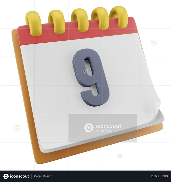 9 Date  3D Icon