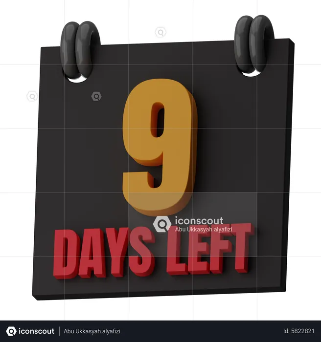 9 Days Left  3D Icon