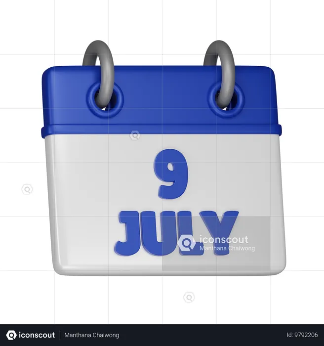 9 July  3D Icon