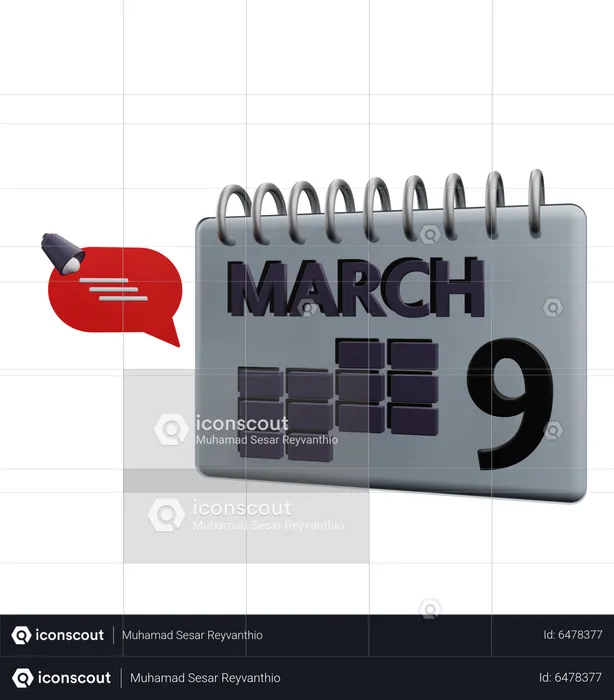 März Kalender  3D Icon