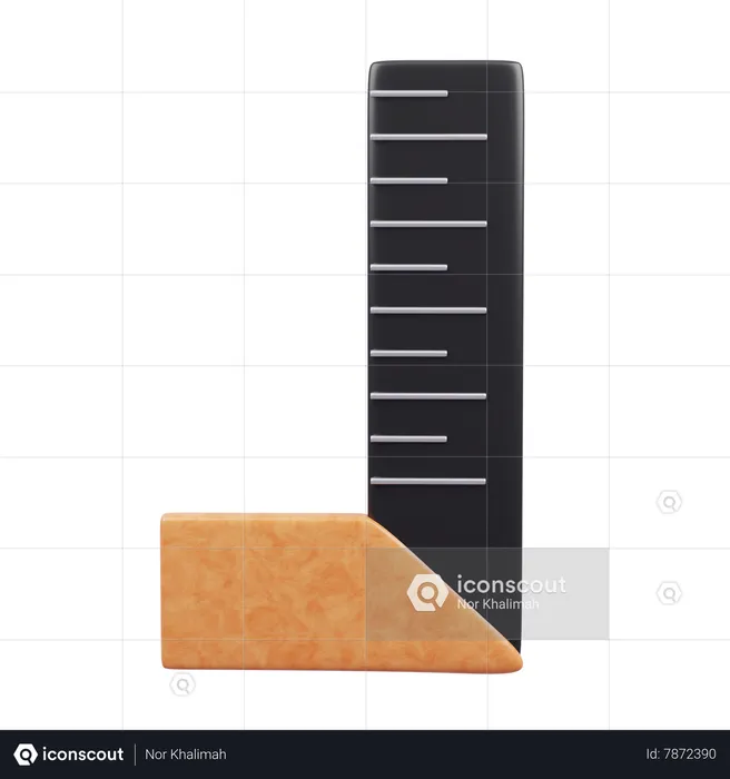 90 Degree Ruler  3D Icon