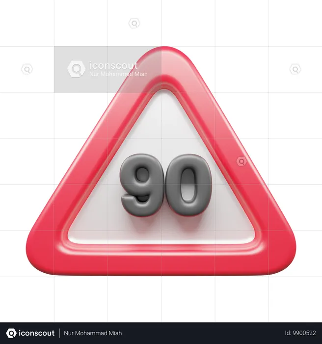 Límite de velocidad 90  3D Icon