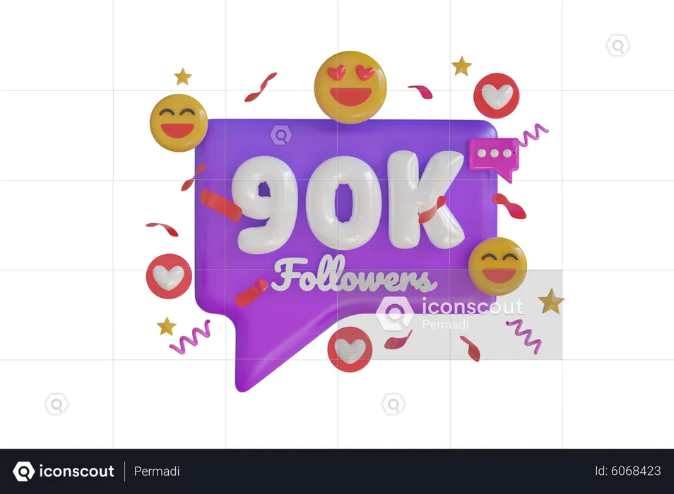 90 mil seguidores  3D Icon